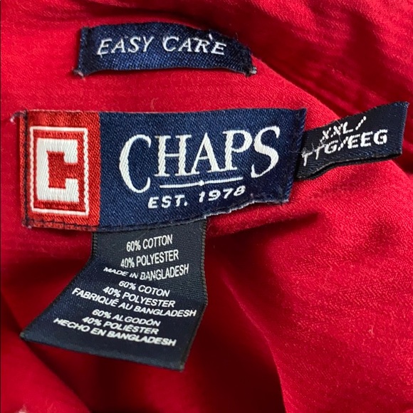 Chaps; Red; Button Down; Dress Shirt; XXL - Picture 4 of 5